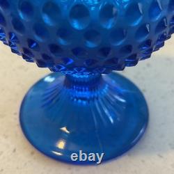 Vintage FENTON MCM Blue Hobnail Swung Vase 18.25