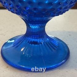 Vintage FENTON MCM Blue Hobnail Swung Vase 18.25