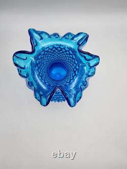 Vintage Fenton 10 Cobalt Colonial Blue Hobnail Vase 1970's