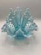 Vintage Fenton Art Glass Blue Opalescent Hobnail Apartment Epergne 3 Horns