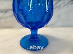 Vintage Fenton Art Glass Sapphire/Blue Thumbprint Swung Vase 17.25 Tall