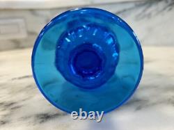 Vintage Fenton Art Glass Sapphire/Blue Thumbprint Swung Vase 17.25 Tall