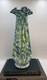 Vintage Fenton Art Glass Vasa Aventurine Green & Blue Murrhina 14 1/2 Vase