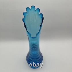 Vintage Fenton Blue Hobnail 12 Finger Glass Swung Vase With Sticker 20.5