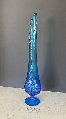 Vintage Fenton Blue Hobnail Swung Vase 23 inch Beautiful Color! Large Antique