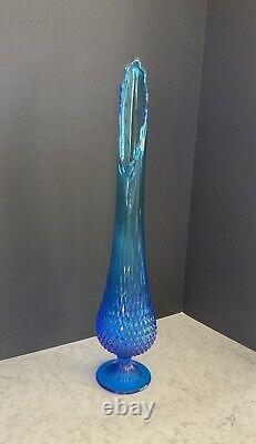 Vintage Fenton Blue Hobnail Swung Vase 23 inch Beautiful Color! Large Antique