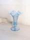Vintage Fenton Blue Iridescent Opalescent Glass Footed Daffodil Vase