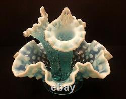 Vintage Fenton Blue Opalescent Hobnail Epergne 3 Horn 8 Diameter Apt Size #3801