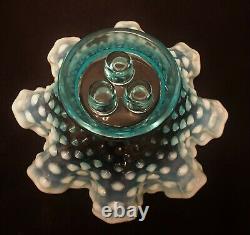 Vintage Fenton Blue Opalescent Hobnail Epergne 3 Horn 8 Diameter Apt Size #3801