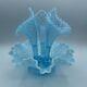 Vintage Fenton Blue Opalescent Hobnail Glass 3 Horn Epergne Flower Display Vase