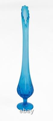 Vintage Fenton Colonial Blue Thumbprint Swung Vase MCM Art Glass