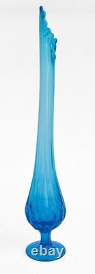 Vintage Fenton Colonial Blue Thumbprint Swung Vase MCM Art Glass
