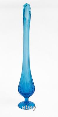 Vintage Fenton Colonial Blue Thumbprint Swung Vase MCM Art Glass