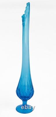 Vintage Fenton Colonial Blue Thumbprint Swung Vase MCM Art Glass