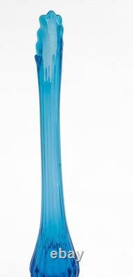 Vintage Fenton Colonial Blue Thumbprint Swung Vase MCM Art Glass