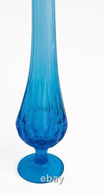 Vintage Fenton Colonial Blue Thumbprint Swung Vase MCM Art Glass