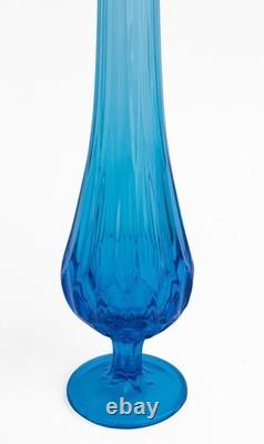 Vintage Fenton Colonial Blue Thumbprint Swung Vase MCM Art Glass