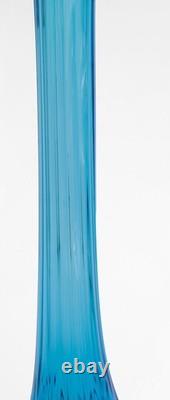 Vintage Fenton Colonial Blue Thumbprint Swung Vase MCM Art Glass