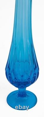 Vintage Fenton Colonial Blue Thumbprint Swung Vase MCM Art Glass
