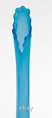 Vintage Fenton Colonial Blue Thumbprint Swung Vase MCM Art Glass