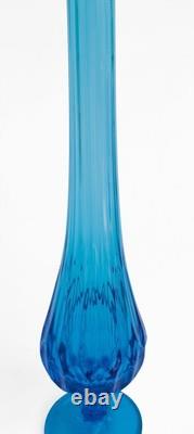 Vintage Fenton Colonial Blue Thumbprint Swung Vase MCM Art Glass