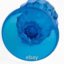 Vintage Fenton Colonial Blue Thumbprint Swung Vase MCM Art Glass