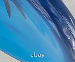 Vintage Fenton Colonial Blue Thumbprint Swung Vase MCM Art Glass