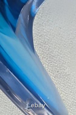 Vintage Fenton Colonial Blue Thumbprint Swung Vase MCM Art Glass