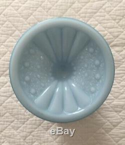 Vintage Fenton Daisy & Button Pattern Pastel Blue Milk Glass Vase