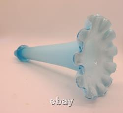 Vintage Fenton Epergne Turquoise Blue Ruffled Cased Glass 1 Horn