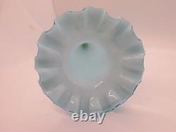 Vintage Fenton Epergne Turquoise Blue Ruffled Cased Glass 1 Horn