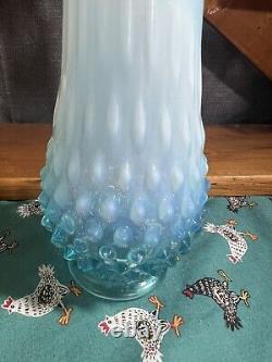 Vintage Fenton Hobnail Blue Opalescent Swung Stretch Vase 12