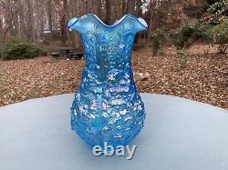 Vintage Fenton Ice Blue Carnival Glass Poppy Show Vase