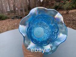 Vintage Fenton Ice Blue Carnival Glass Poppy Show Vase