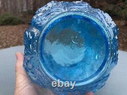 Vintage Fenton Ice Blue Carnival Glass Poppy Show Vase