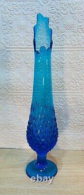 Vintage Fenton MCM 1960's Hobnail Colonial Electric Blue Swung Vase MINT