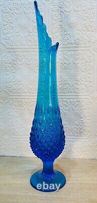 Vintage Fenton MCM 1960's Hobnail Colonial Electric Blue Swung Vase MINT