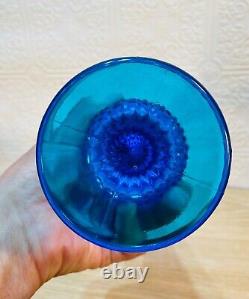 Vintage Fenton MCM 1960's Hobnail Colonial Electric Blue Swung Vase MINT