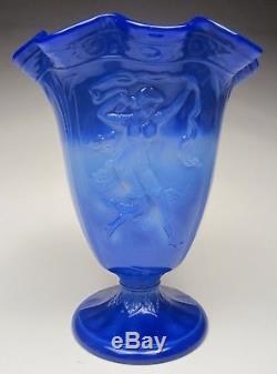 Vintage Fenton Periwinkle Blue #901 Dancing Ladies Original Fluted Vase 1934-35
