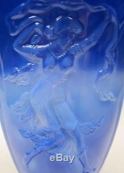 Vintage Fenton Periwinkle Blue #901 Dancing Ladies Original Fluted Vase 1934-35