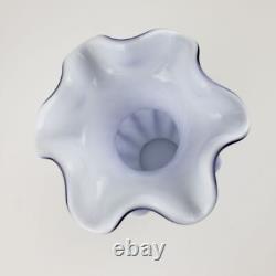 Vintage Fenton Periwinkle Purple Blue Spiral Optic Overlay Large 11 Glass Vase