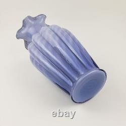Vintage Fenton Periwinkle Purple Blue Spiral Optic Overlay Large 11 Glass Vase