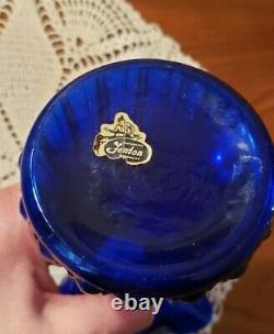 Vintage Fenton Wheat Vase 7 1/2 H -cobalt Blue Royale-ruffle Top 1983-84