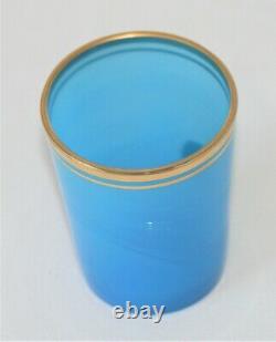 Vintage Fratelli Ferro Blue Opaline Murano Glass Cup Candleholder Italian VHTF