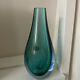 Vintage Glass Murano Sommerso Bud Vase with Sticker Blue Green 6.5 Stunning