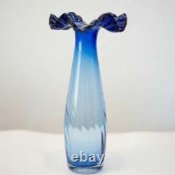 Vintage Glass Vase Cobalt Blue Russian USSR 10