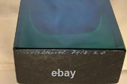 Vintage Hadeland Severin Brorby 7018 S. B. Glass Vase Blue Green 7 Mid Century