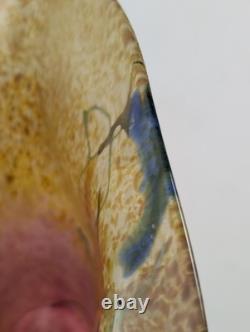 Vintage Hand Blown Art Glass Vase Iridescent Flared Abstract Studio Glass