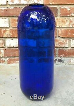 Vintage Hand Blown Don Shepherd Blenko Glass 19 Vase #8136 in Sapphire