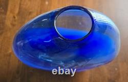 Vintage Hand Blown Glass 12 Vase Tear Drop Cobalt Blue & Opaque White Swirl Vintage Hand Blown Glass 12 Vase Tear Drop Cobalt Blue & Opaque White Swirl